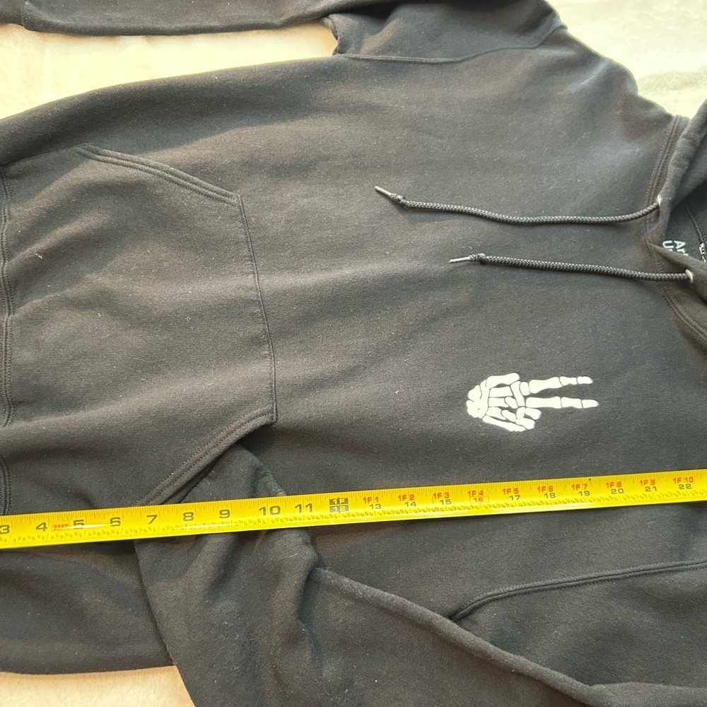 Artist Union Clothing Co Black Skeleton Hand Peace Sign Hoodie Sweatshirt - Picture 5 of 5